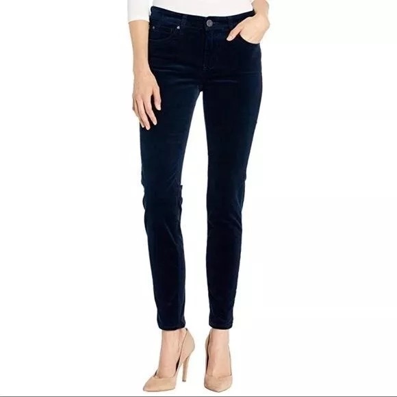 Kut From The Kloth Diana Skinny Dark Blue Velvet Pants